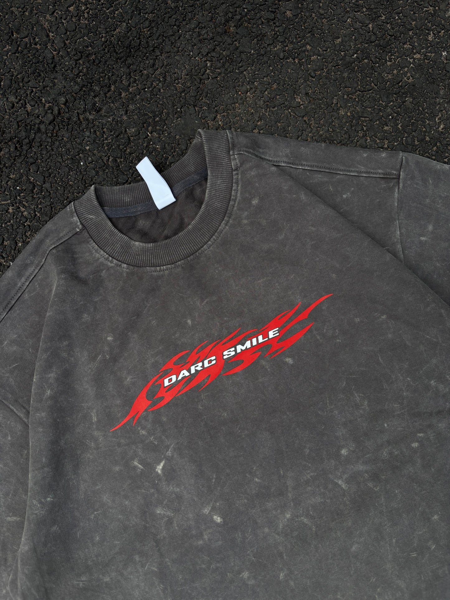 Darc smile grey acid wash oversized tee