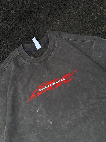 Darc smile grey acid wash oversized tee