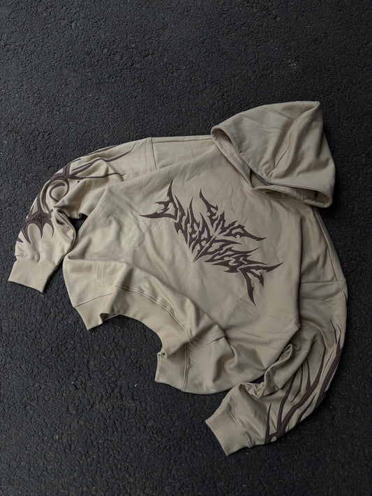 Beige symmetry oversized hoodie