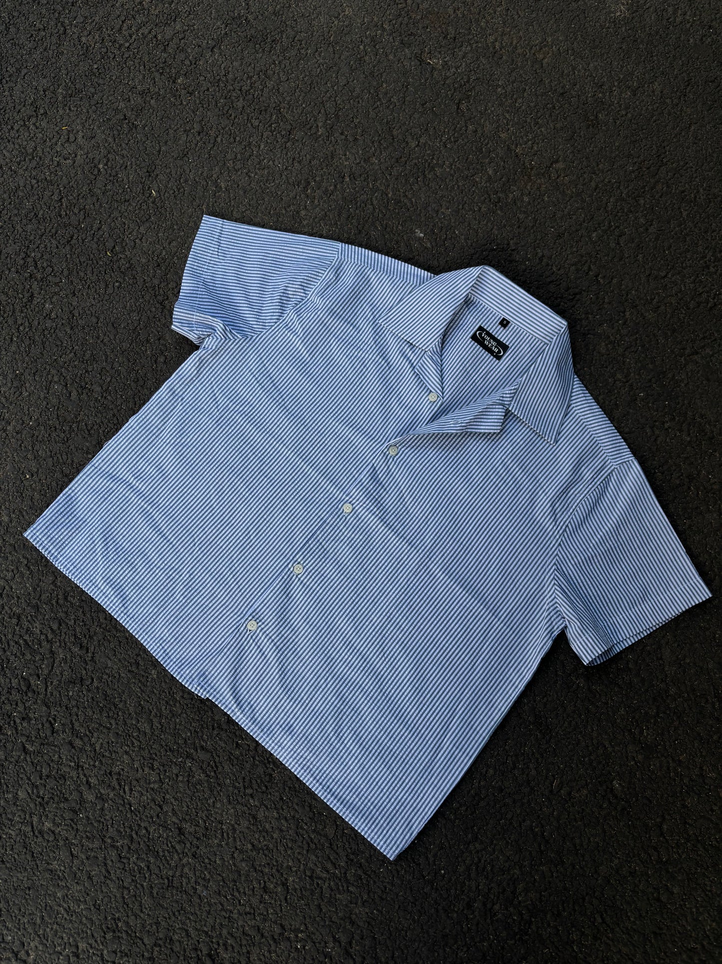 Stripped blue cropped boxy shirt