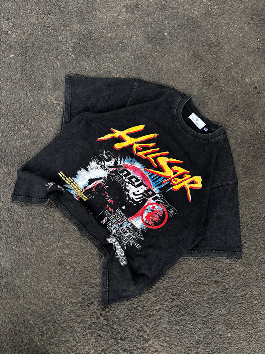 Hell star oversized acid wash Tee