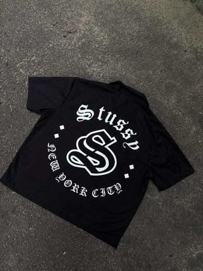S black cropped boxy shirt
