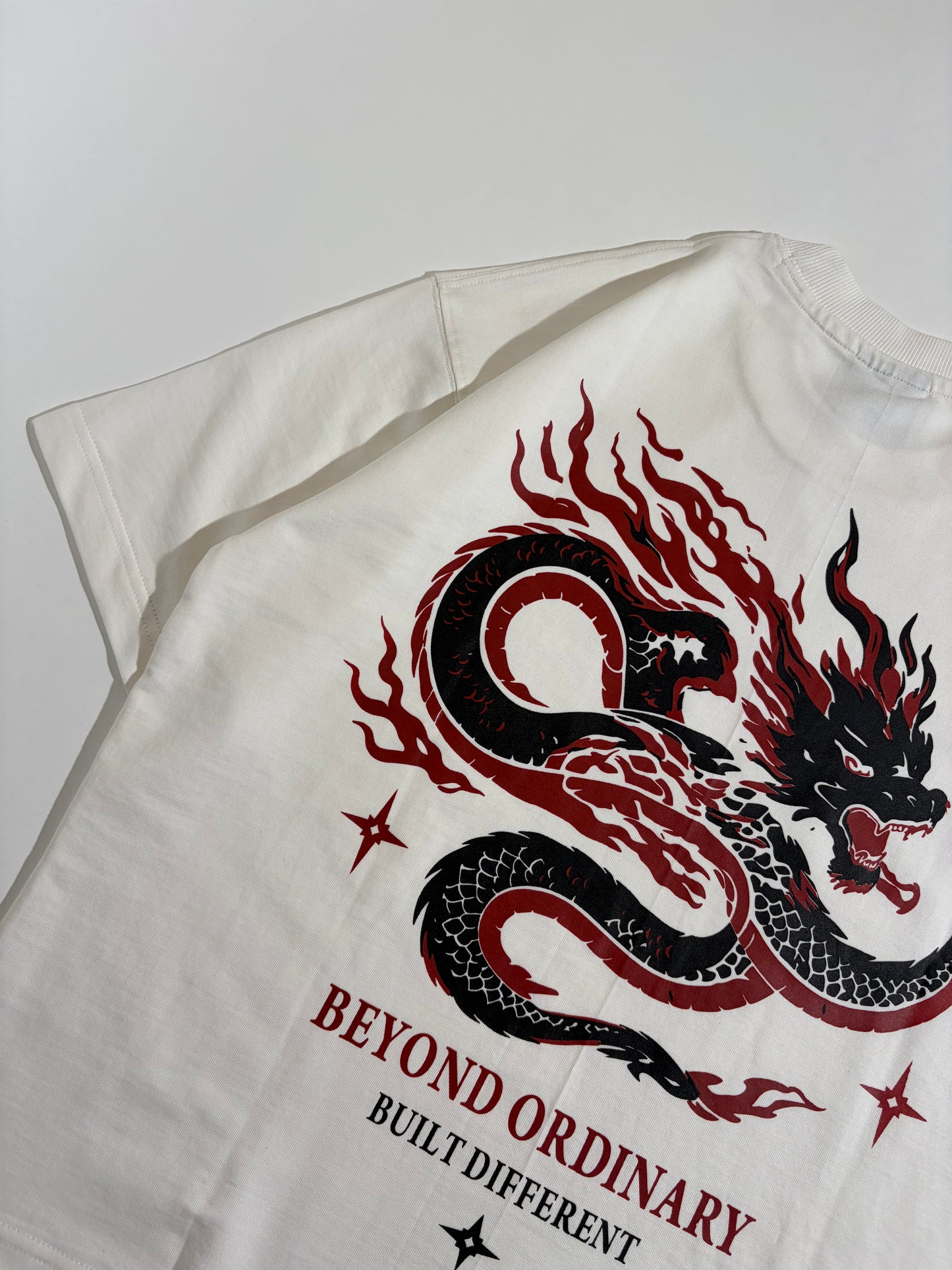 Dragon white crop boxy tee