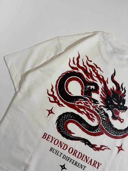 Dragon white crop boxy tee