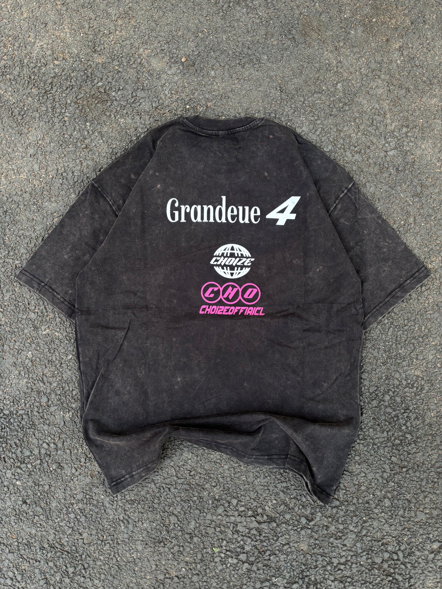 Cho acid wash black oversized tee