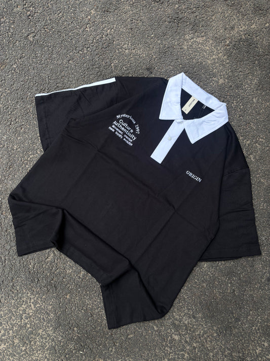 Authenticity black oversized polo tee