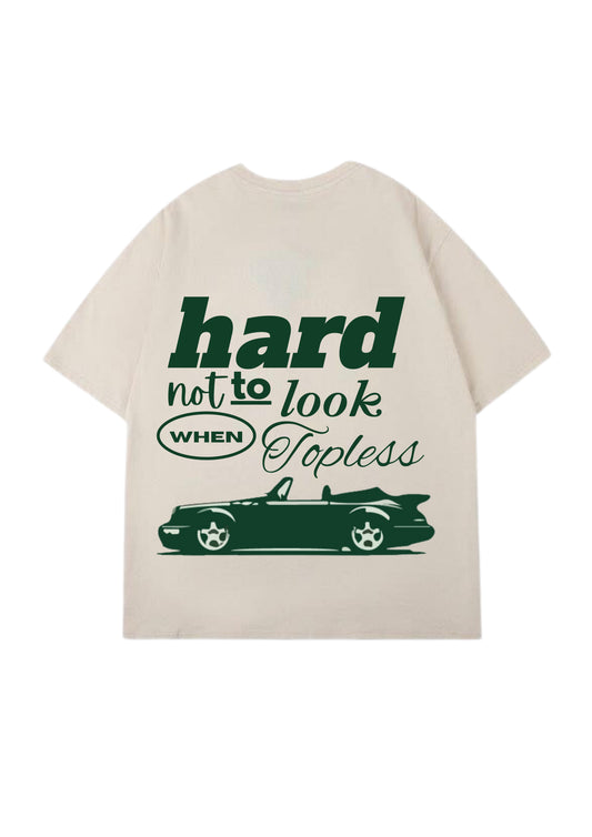 Topless car beige oversized tee
