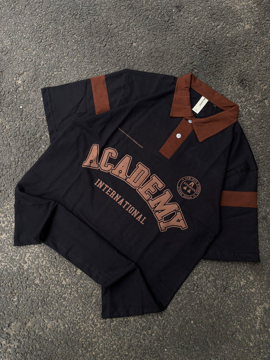 Academy black oversized polo tee