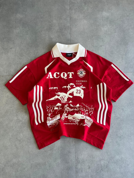 Acqt red polo tee