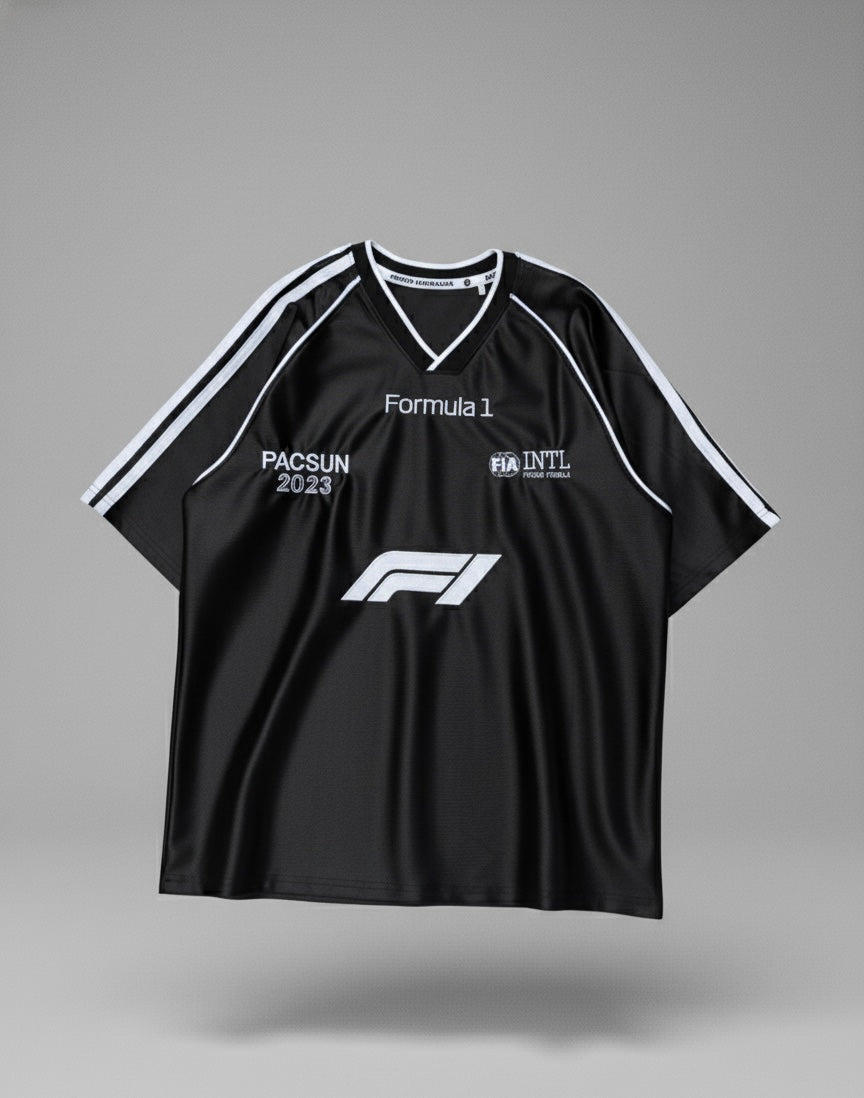 Black shining  oversized jersey