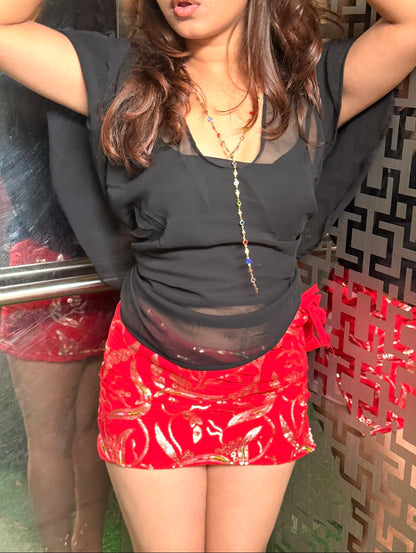 Red mini skirt