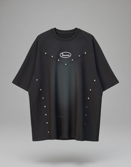 Spots black faded oversized tee