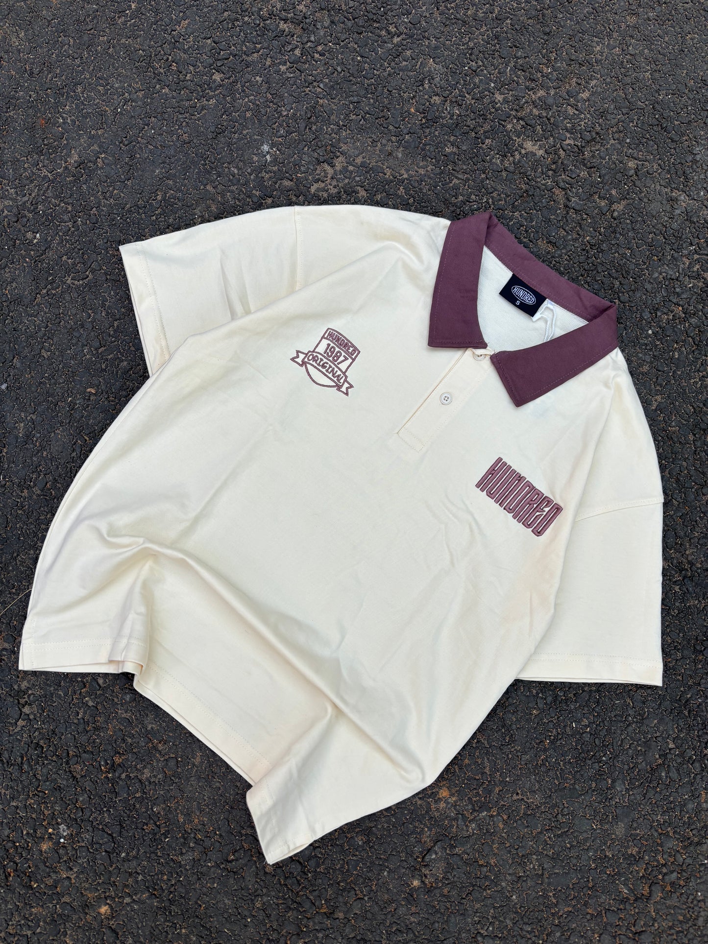 Beige polo oversized tee