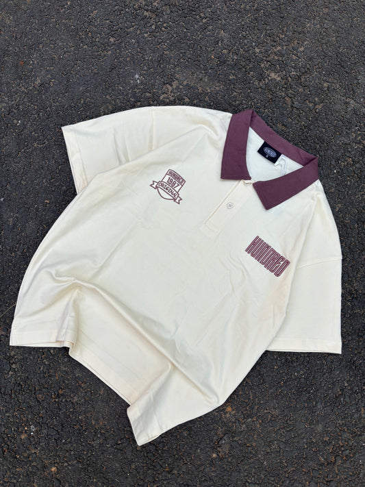 Beige polo oversized tee