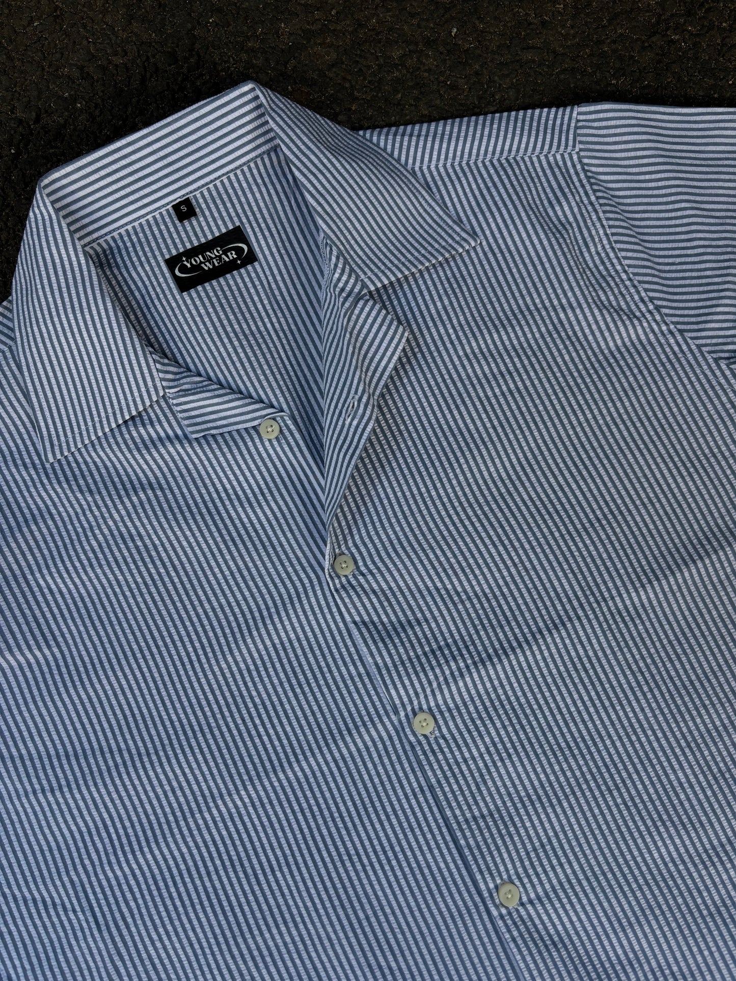 Stripped blue cropped boxy shirt