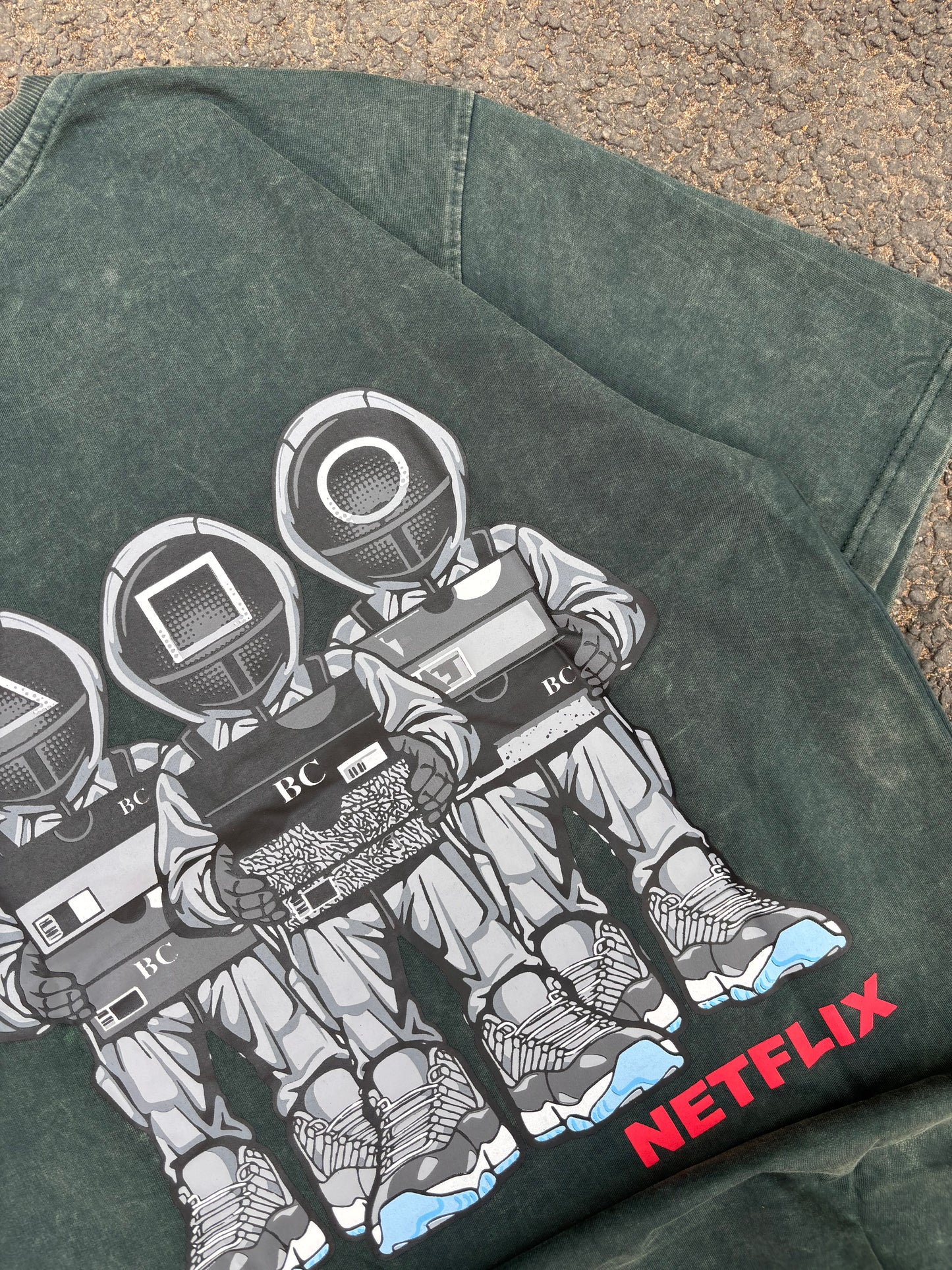 Netflix green acid wash oversized tee
