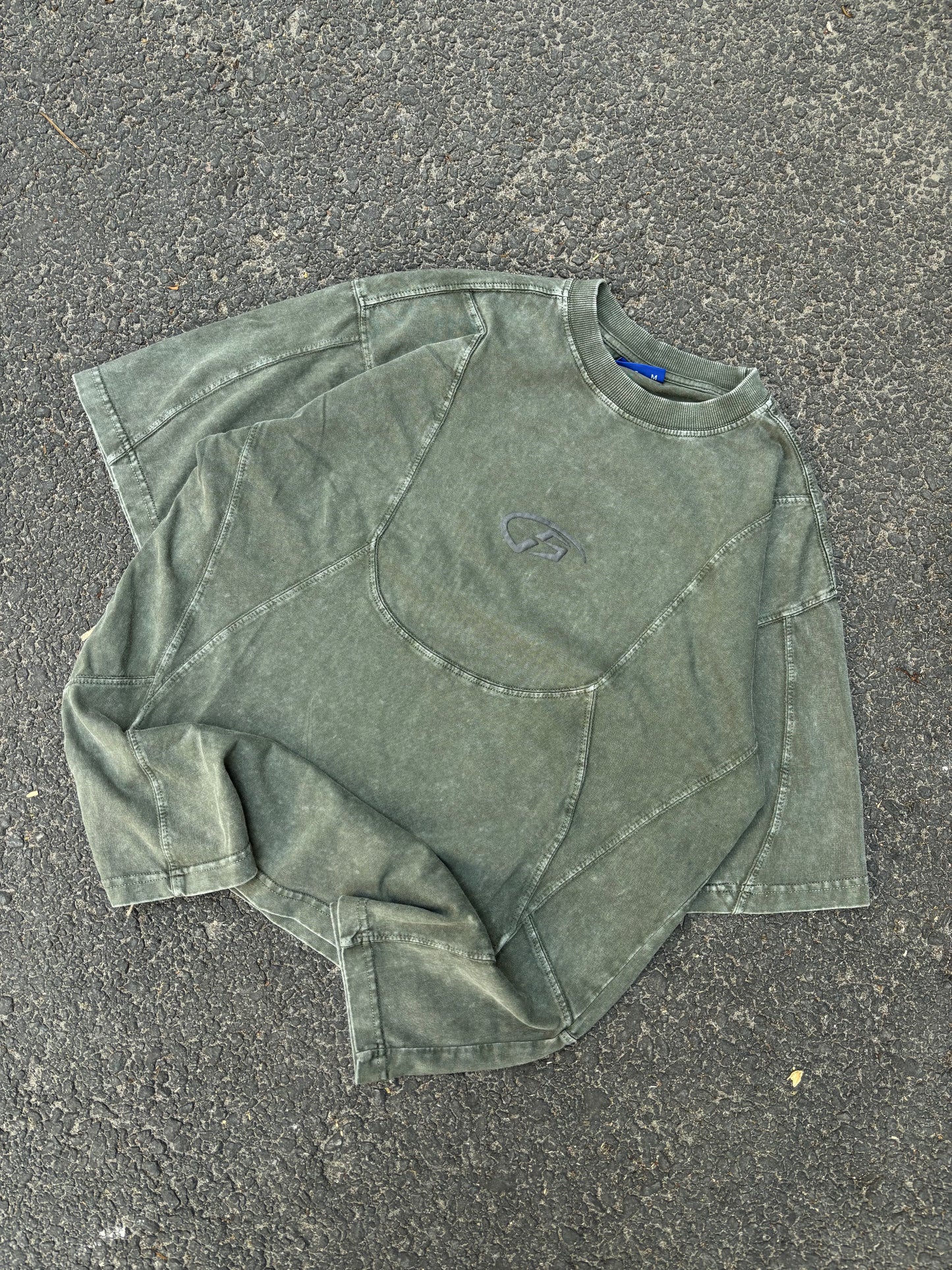 Space green acid wash oversized tee