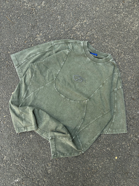 Space green acid wash oversized tee
