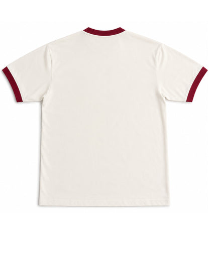 Off White & Maroon Ringer tee Back Design