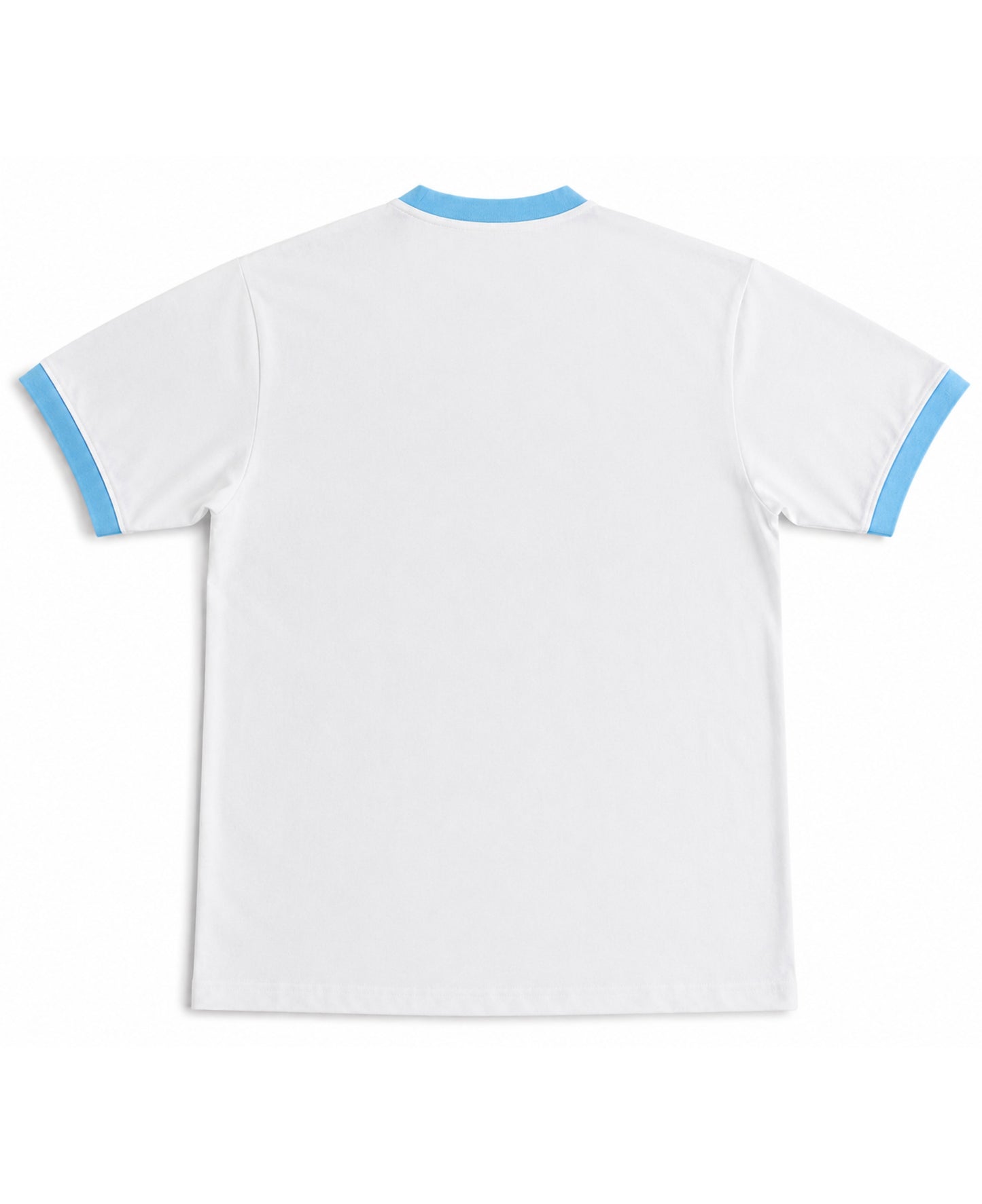 White & Sky Blue Ringer tee Back Design