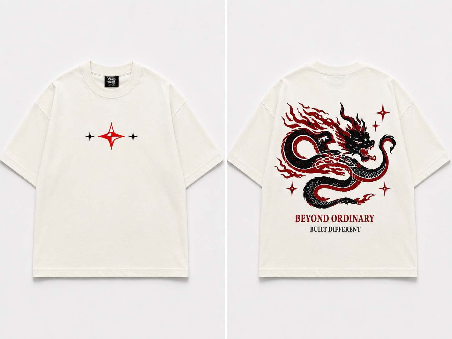 Dragon white crop boxy tee