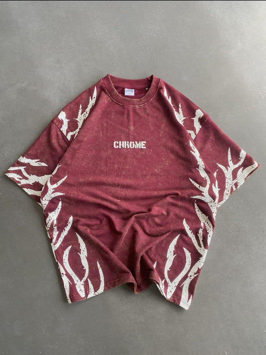 Chrome flames oversized tee